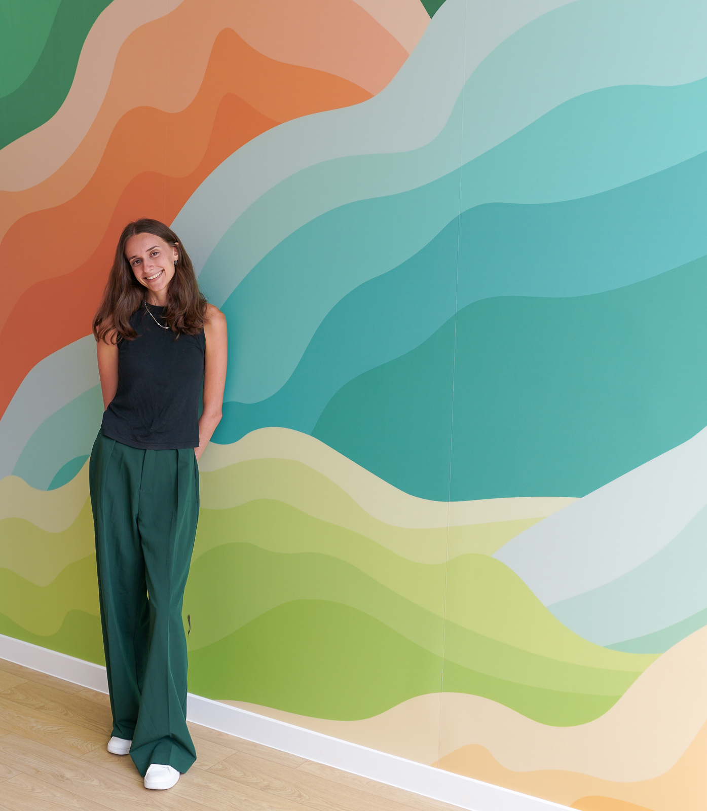 Zoe Wenham @zoe_design._ “Harmonious Mountains”, SMHRU mural Qld Health, 2025